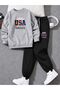 Busekids Unisex Usa Printed Crew Neck Sweatshirt Set