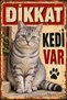 Caution There Is a Cat Silver Color Cat Retro Metal Wall Sign 30X40 cm