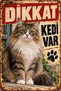 Caution There Is a Cat Long-Haired Cat Retro Metal Wall Decor Warning Sign 20X30 cm