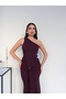 One-Shoulder Long Dress with Waist Buckle - 2