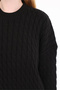 Black Women's 100% Cotton Hair Knit Patterned Crew Neck Oversize Knitwear Sweater Trist-6169 - 5