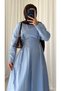 D Buckle Belted Dress - 6187 - Baby Blue - 2