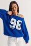 Women's Saks 96 Lucky Printed United Athlete Detailed Boat Neck Sweatshirt 814 60286601 - 3