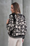 Women's Black Floral Embroidered Bohemian Jacket Qs705 - 8