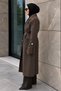 Torba Pocketed Shoulder Pad Detailed Cashmere Coat Tsd260314 Brown - 5