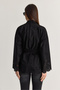 Women's Black Laser Cut Detailed Belted Suede Jacket 5016 60286600 - 7