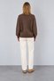 Women's Brown Crew Neck Floral Patterned Wool Sweater - 4
