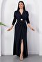 V-Neck Slit Buckled Long Sleeve Dress K-262739 - 5