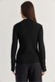 Women's Black V-Neck Waist Buckle Tie Detailed Flowy Mercerized Long Sleeve Blouse Th261086 60286589 - 7