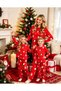Mother-Daughter Matching Winter Crew Neck Pajama Set - Red Penguin Patterned Christmas Themed Comfortable Thermal Ultra Soft (Sold Separately) - 2