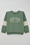 Boy's Tracksuit Set with Lettering Print and Block Pattern on the Sleeves, Ages 4-9, Mint Green - 2