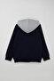 Boy's Tracksuit Set with Color Block Hooded Zipper, Ages 5-9, Navy Blue - 4