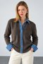Women's Brown Buttoned Denim Detailed Knitwear Cardigan - 4