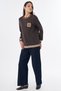 Motif Detailed Sweatshirt Brown - 4