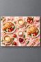 Glass Cutting Board with Pink Checkerboard Pattern, Croissant & Coffee Themed - Glass Cutting Board |   20cm X 30cm - 4