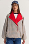 Women's Cream-Navy Blue Oversize Plaid Patterned Lined Water Repellent Raincoat Trench Coat 4000 60286588 - 6