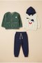 Zippered Welsoft Cardigan, Sweatshirt and Trousers Boys' 3-Piece Set - 3