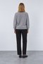 Women's Gray Crew Neck Floral Patterned Wool Sweater - 2