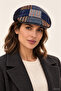 Unisex Patchwork Cap Hat Classic Model with Plaid and Herringbone Pattern - 3