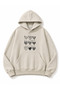 Hearts Printed Oversize Sweatshirt with Kangaroo Pocket