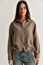 Women's Mink Side Gathered Buttoned Shirt with Tie Detail 2344 60286594 - 2