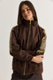 Women's Bitter Brown Gold Appliqué Detailed Pocketed Lined Suede Jacket 5012 60286598 - 6