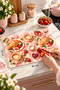 Glass Cutting Board with Pink Checkerboard Pattern, Croissant & Coffee Themed - Glass Cutting Board |   30cm X 40cm