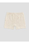 Özmarka New Season Ecru Printed Girls' Boxer Shorts 3-Piece Set - 4