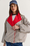 Women's Cream-Navy Blue Oversize Plaid Patterned Lined Water Repellent Raincoat Trench Coat 4000 60286588 - 7