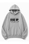 Rise up Hooded Printed Oversize Sweatshirt with Kangaroo Pocket