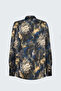 Patterned Scarf Shirt - Navy Blue - 4