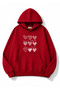 Hearts Printed Oversize Sweatshirt with Kangaroo Pocket