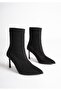 Shoes Black Suede Pointed Toe Thin Heeled Stretch Boots