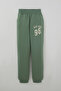 Boy's Tracksuit Set with Lettering Print and Block Pattern on the Sleeves, Ages 4-9, Mint Green - 3