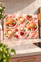 Glass Cutting Board with Pink Checkerboard Pattern, Croissant & Coffee Themed - Glass Cutting Board |   30cm X 40cm - 2