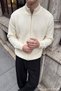 Sirte Checkered Patterned Stand Collar Zippered Regular Fit Men's Knitwear Cardigan