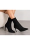 Shoes Black Suede Pointed Toe Thin Heeled Stretch Boots - 2