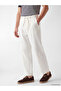 Vizyon New Season White Regular Fit Linen Blend Men's Trousers