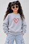 Crew Neck Sweatshirt for Girls, Printed 3-Yarn Threaded Winter Sweatshirt