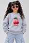 Crew Neck Sweatshirt for Girls, Printed 3-Yarn Threaded Winter Sweatshirt