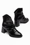 Women's Thick Heeled Boots Oval Toe Tpu Sole Gathered Black