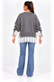 Plus Size Tulle Detailed Knitwear Cardigan Gray - 5