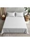 100% Satin Bed Sheet Set, King Size, White, Soft Luxury for Skin and Hair Care, 240x260cm, Includes 1 Bedsheet and 2 Pillow Covers (White, 240x260cm, Stripe Microfiber) - 2