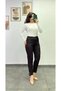 Lycra Trousers with Gold Button Detail on the Legs, Elastic Waist and Pockets - 3