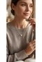 Silver Color -Z- Letter Heart Detailed Minimal Thin Chain Steel Necklace -Tarnish Resistant-45Cm - 2