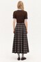 Brown Plaid Patterned Belted Pleated Women's Skirt Mg2925 - 5