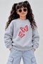 Crew Neck Sweatshirt for Girls, Printed 3-Yarn Threaded Winter Sweatshirt
