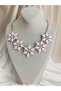 Pink Stone Flower Motif Collar Necklace