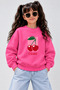 Crew Neck Sweatshirt for Girls, Printed 3-Yarn Threaded Winter Sweatshirt
