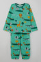 Baby Boy Pajama Set Safari Themed Cute Animals Patterned 9 Months-3 Years, Green - 3